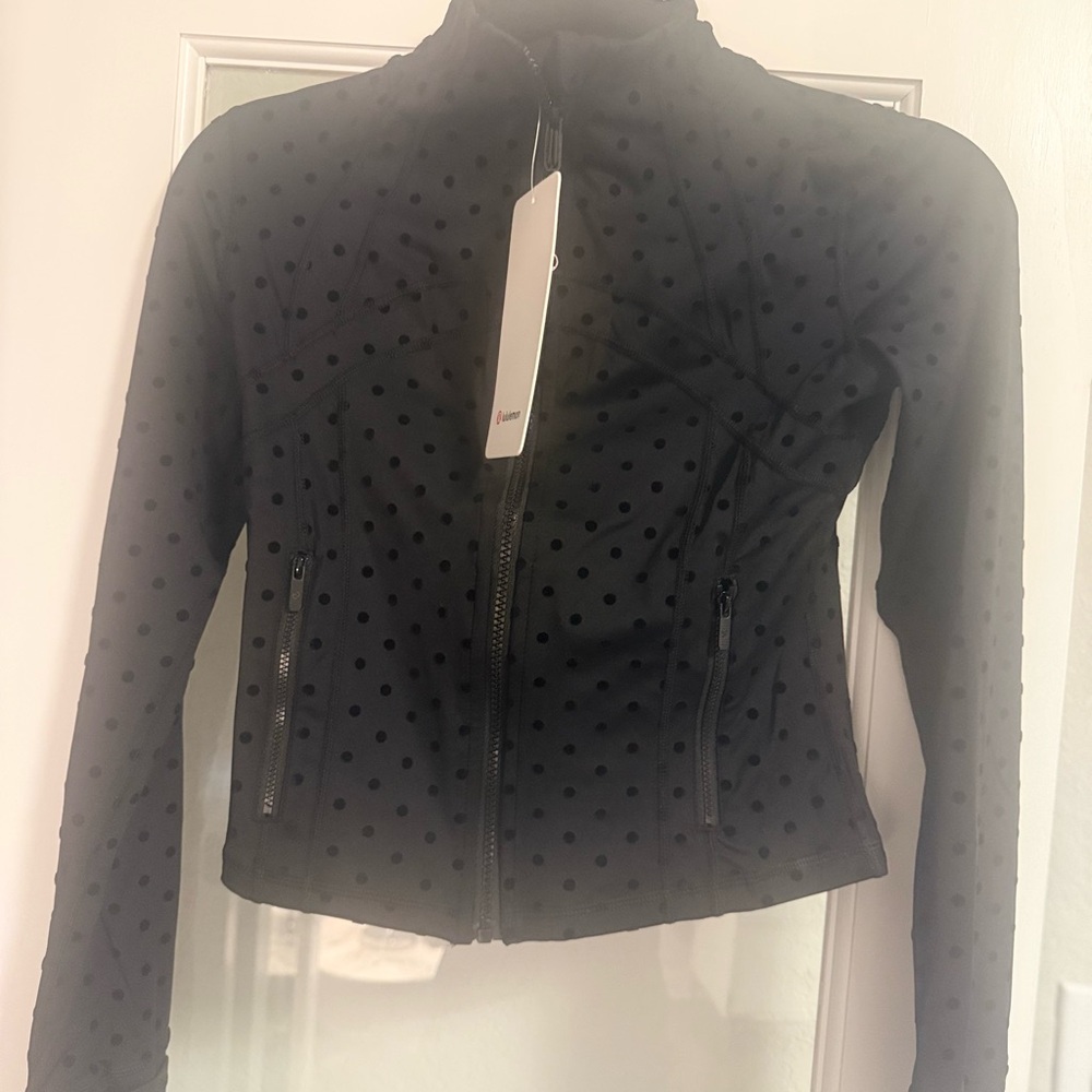lululemon athletica Black Polka Flocked cropped Define Zip Jacket